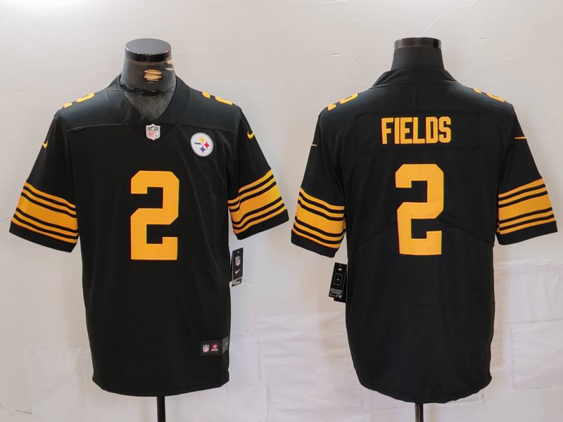 Men's Pittsburgh Steelers Justin Fields #2 Black Jersey